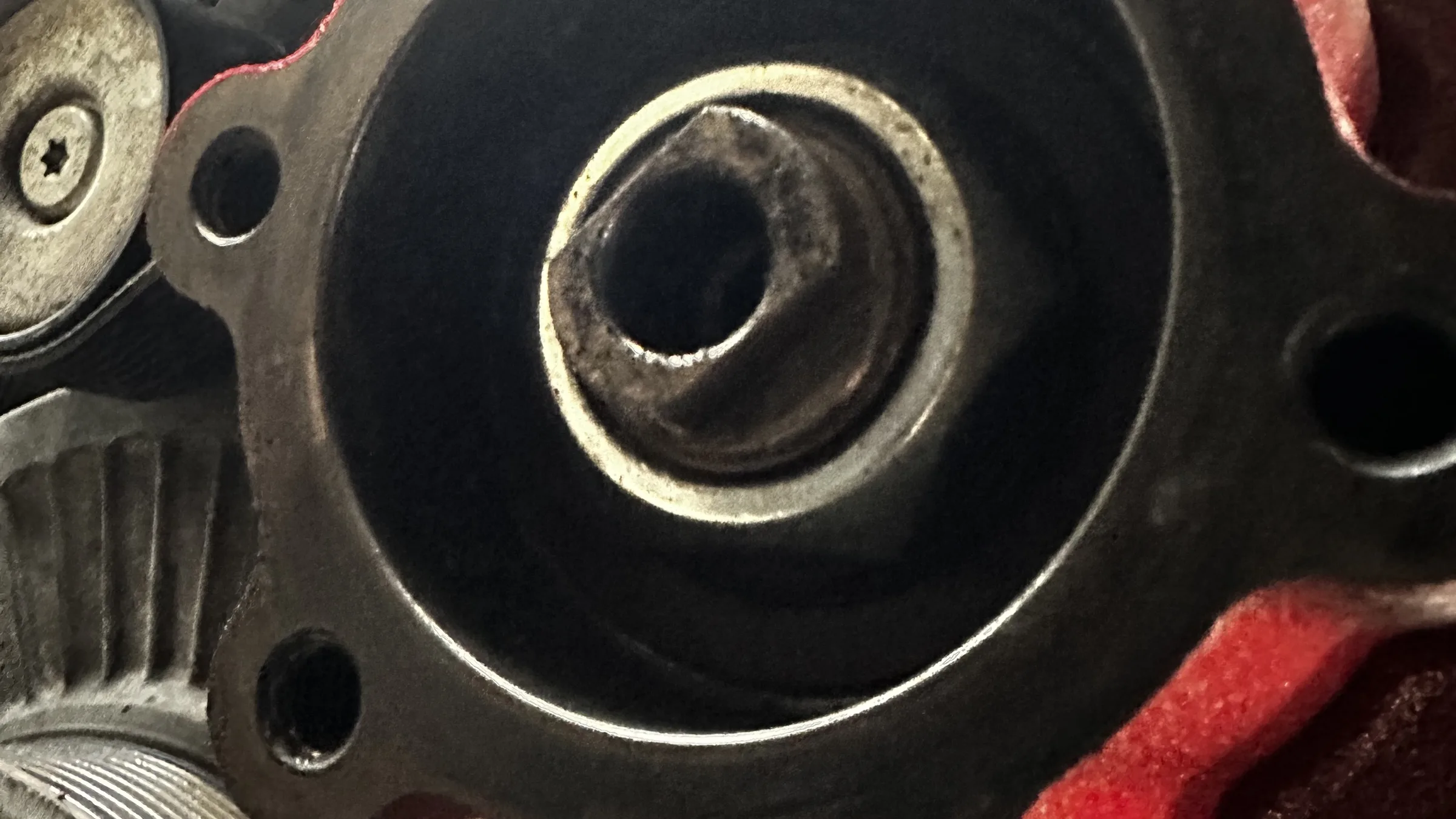 Gear-driven engine accessory on the front of the block