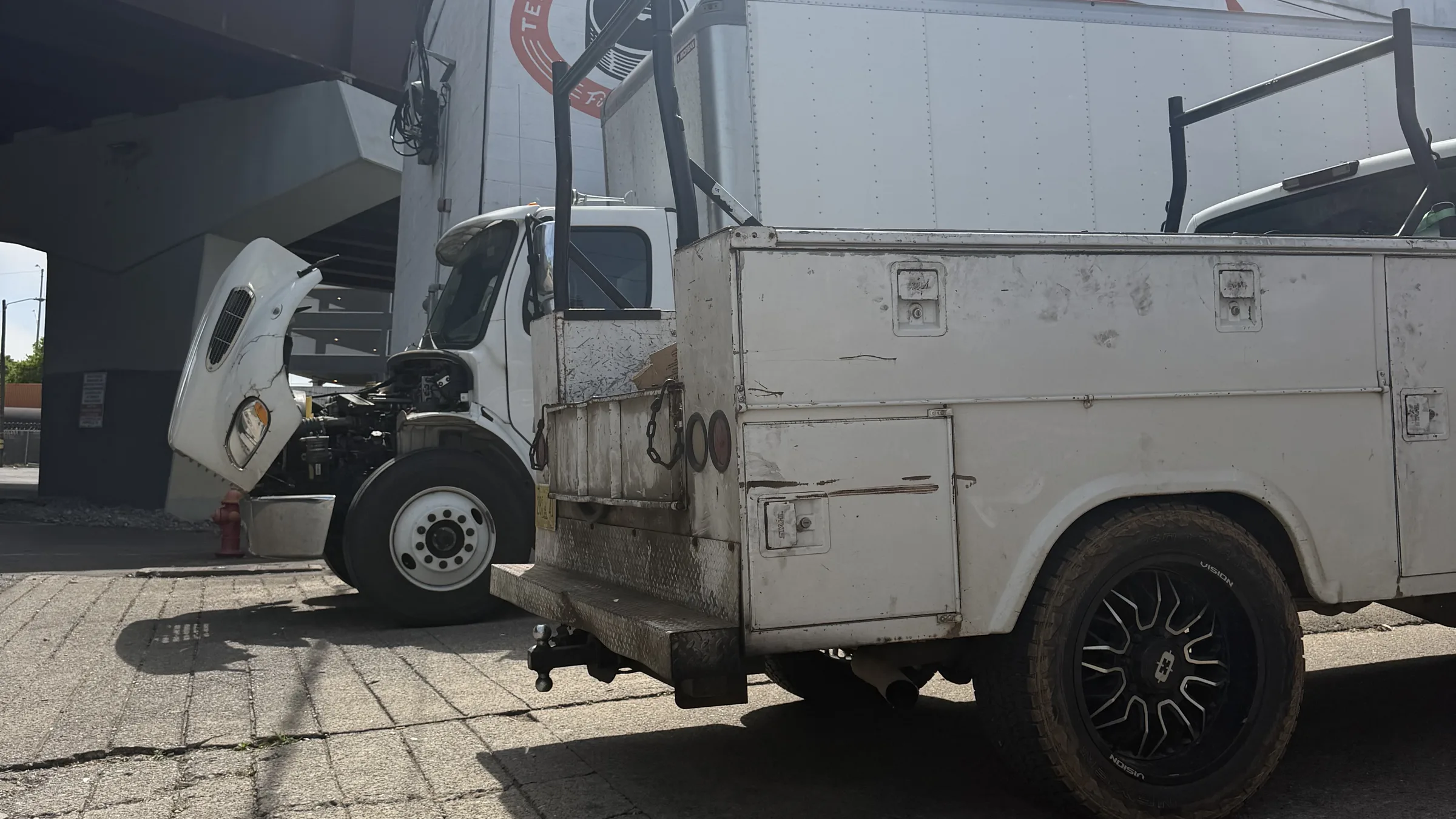 Service truck parked at a customer site