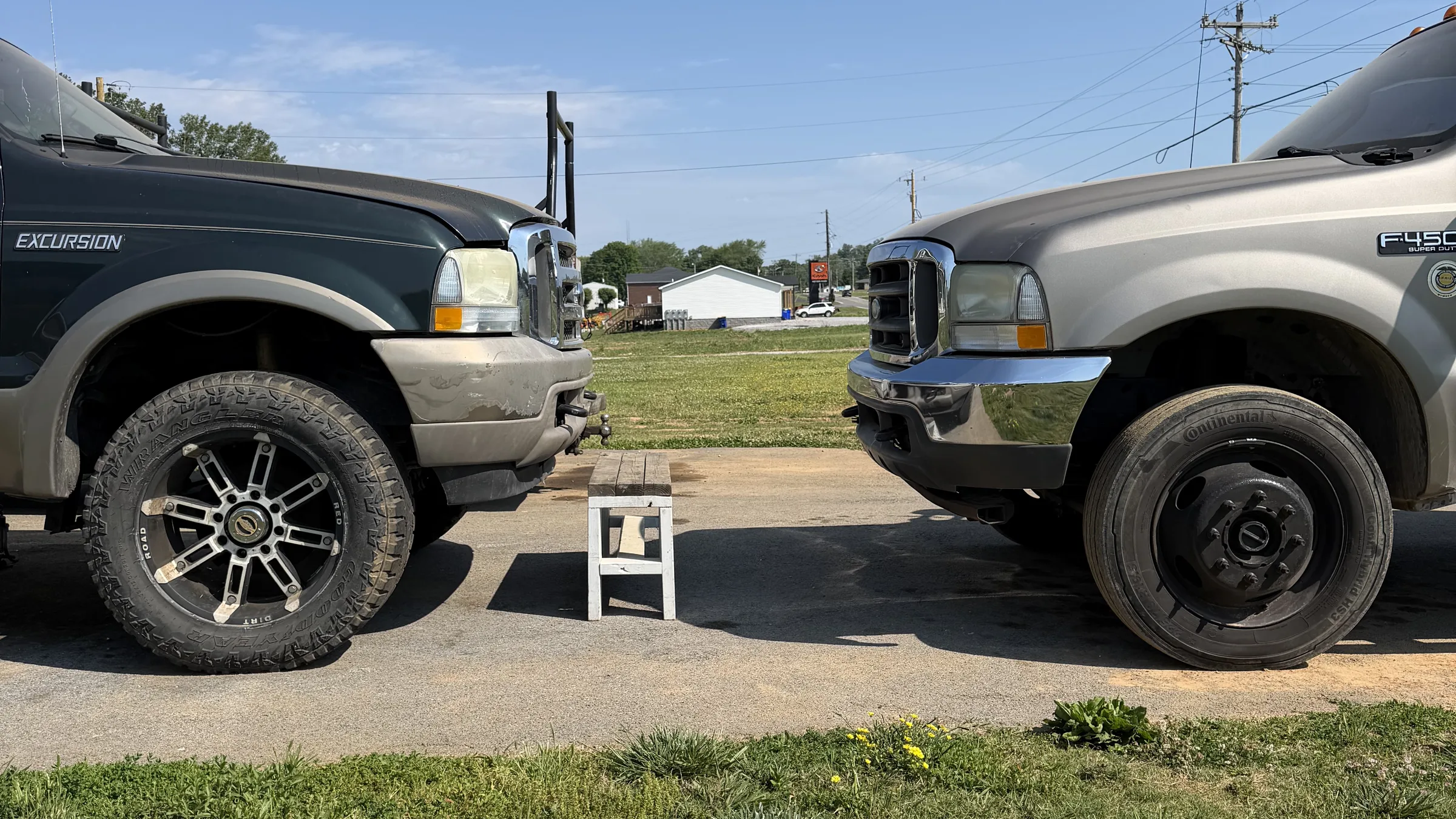 Pickup truck parked off the road