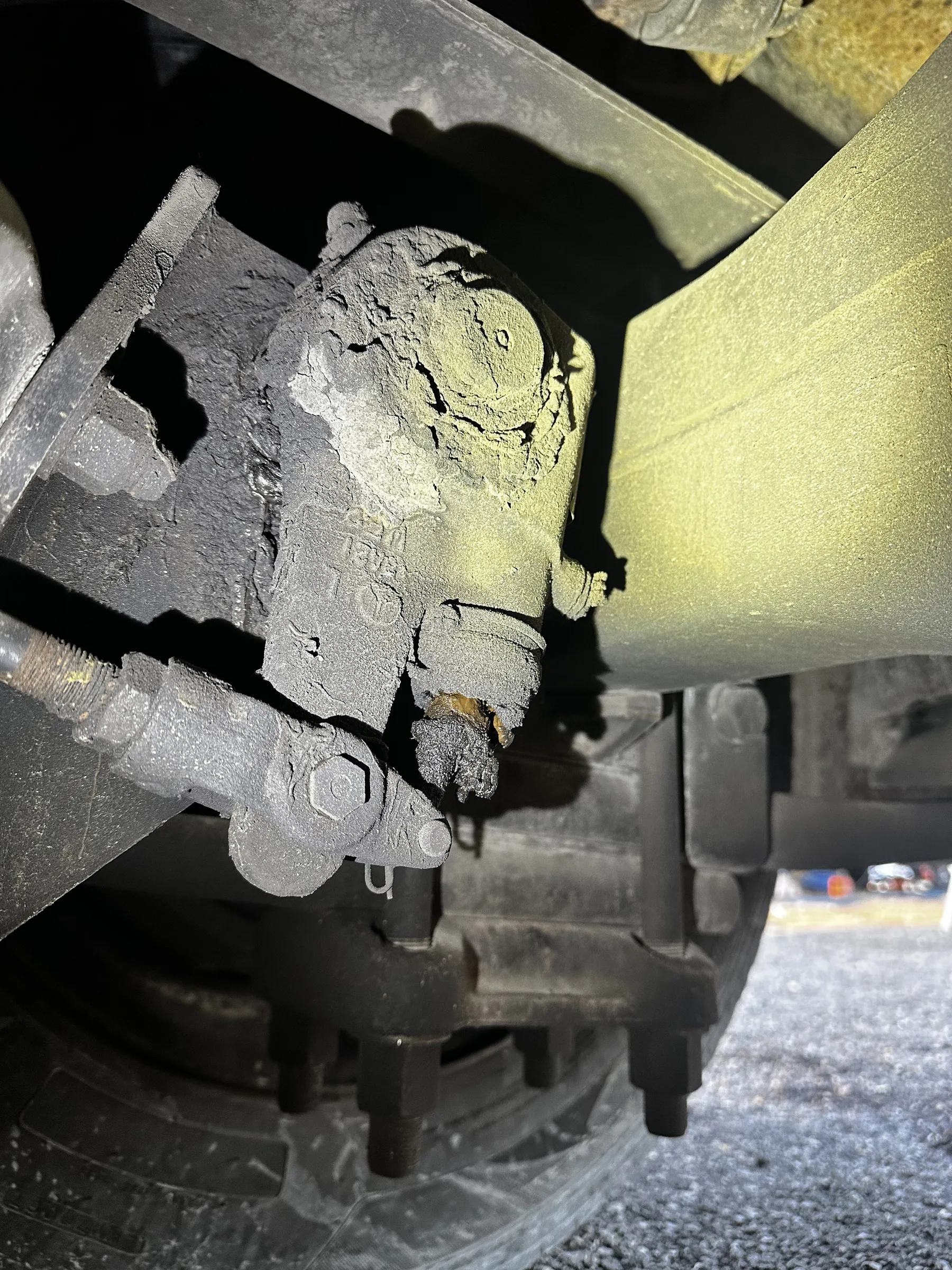 Heavy-duty truck undercarriage during service