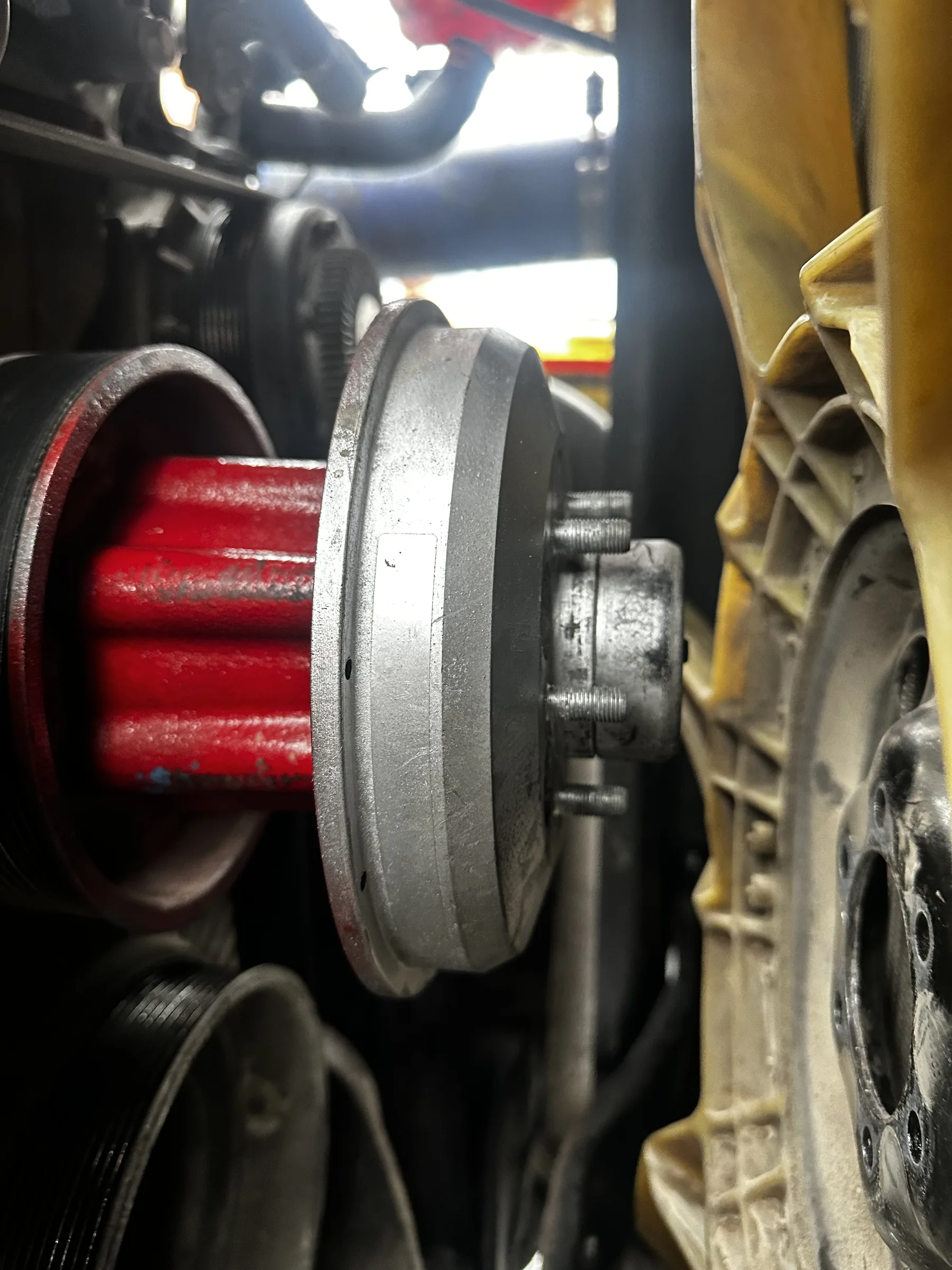 Underside of a brake and suspension assembly