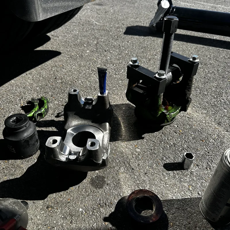 Drive shaft and yoke removed and laid out