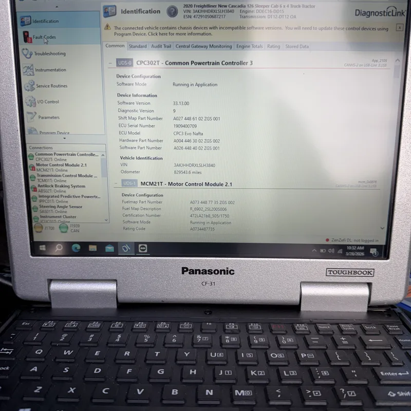 Panasonic Toughbook running diesel diagnostic software