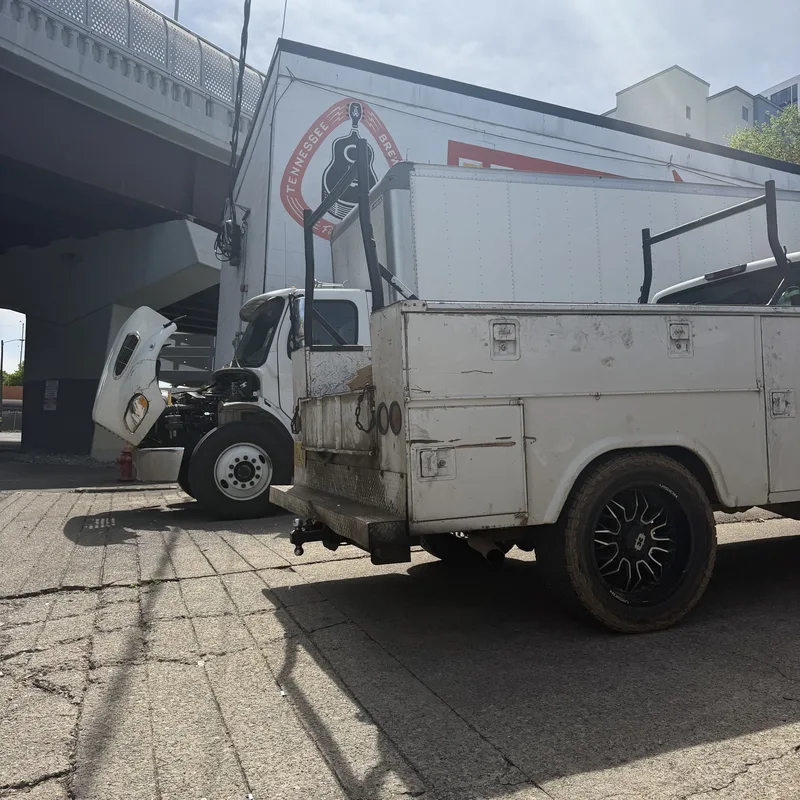 Service truck parked at a customer site