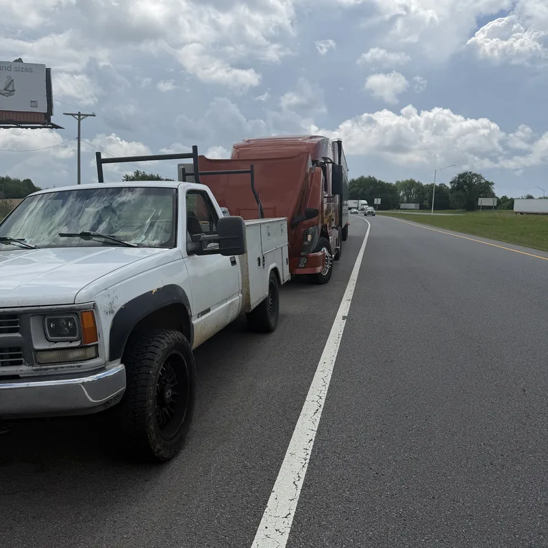 Service truck pulled over on the shoulder